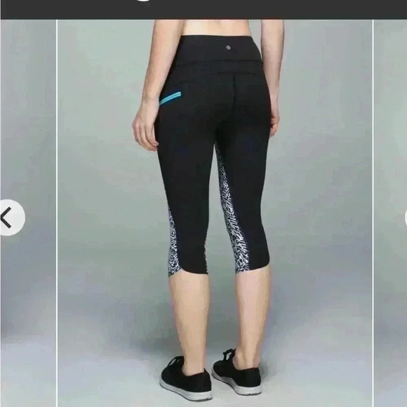Lululemon Run: Top Speed Crop Mini Brushed Animal Black White  size 4 - Picture 1 of 8